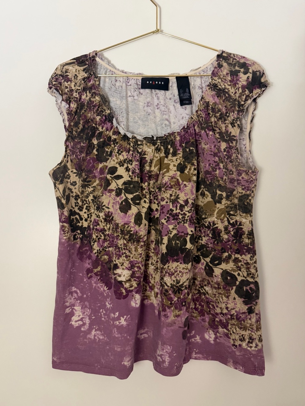 Axcess Y2K Purple Boho Floral Sleeveless Top